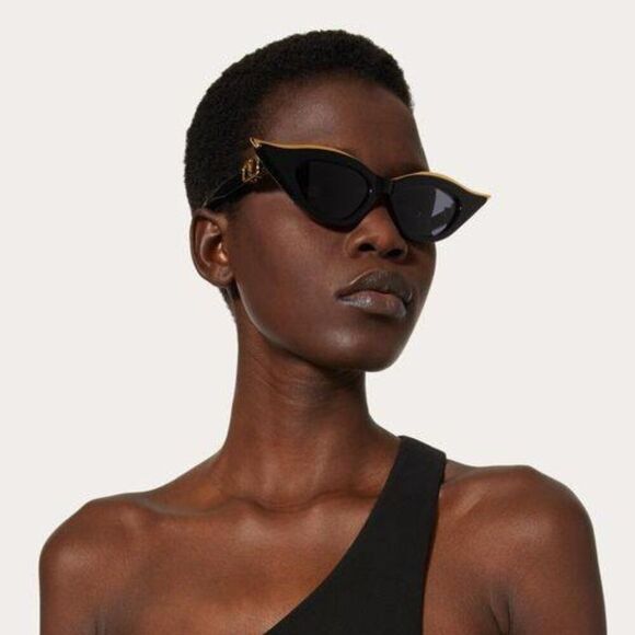 Valentino Women Sunglasses Black Gold Grey Cat Eye V-GOLDCUT - I VLS-114A 49 main image 8